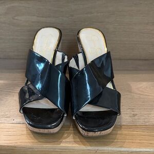 Jessica Simpson Black Patent Mules